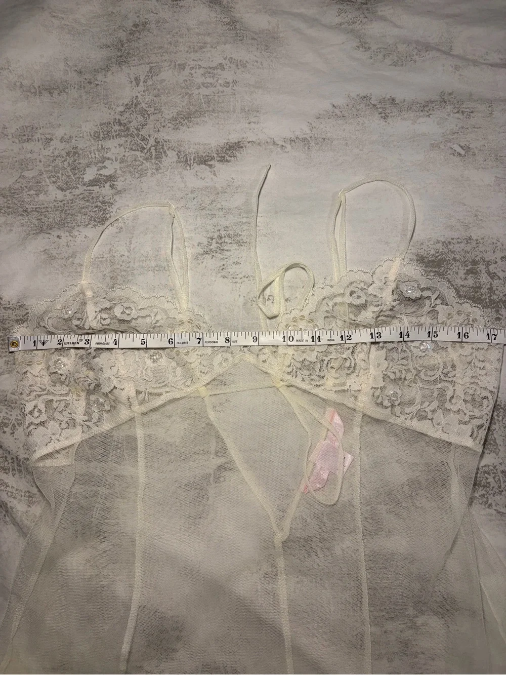 Victoria’s Secret Sheer Lace Babydoll Chemise Ivory Mesh Lingerie Y2K